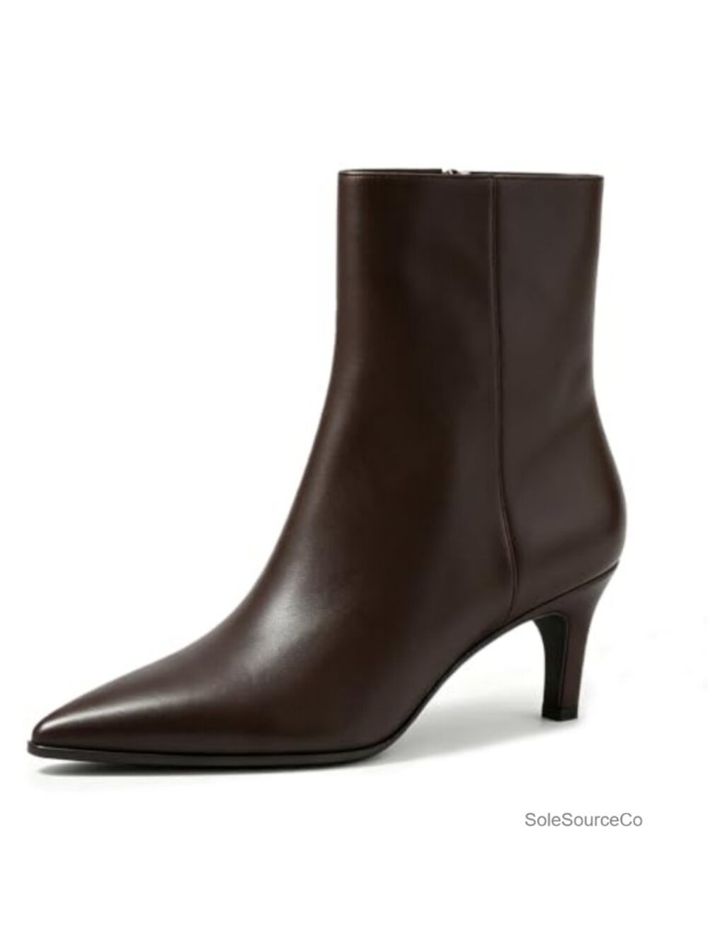Pointed Toe Low Heel Ankle Booties Side Zipper Faux Leather